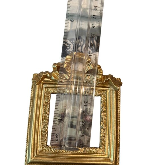 Mini Ornate Gold Picture Frame With Ribbon Design 2x2 Inch Slot - Picture 3 of 4